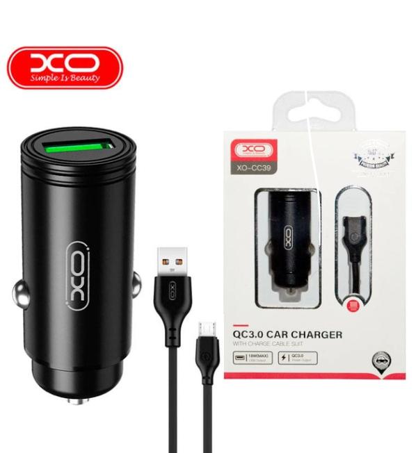 Купить оптом Автомобильное зарядное со шнуром microUSB XO CC39 (QC3.0 18W)