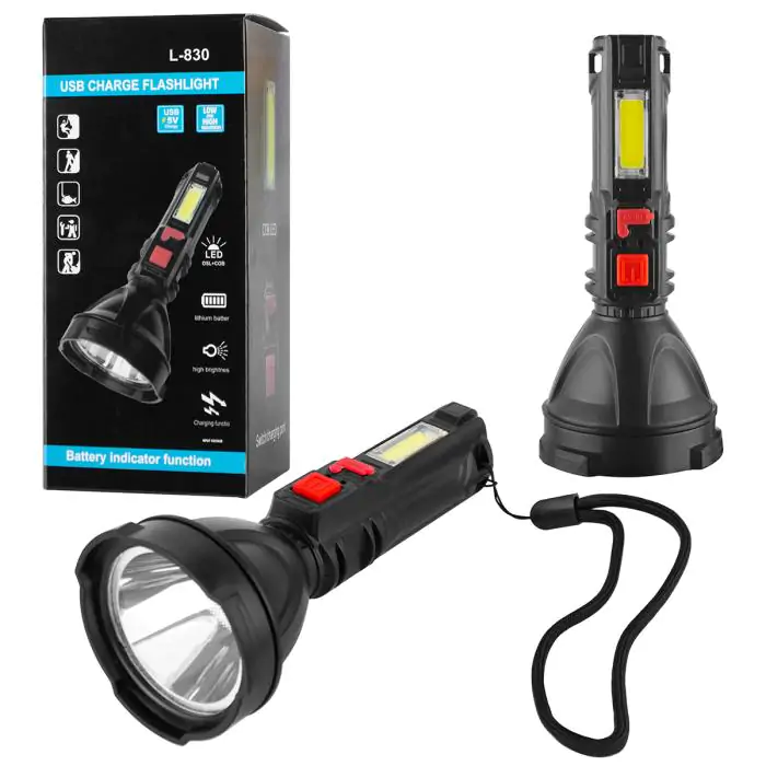 Купить оптом Фонарик ручной фонарь с microUSB L-830 (1LED+COB) в Украине 