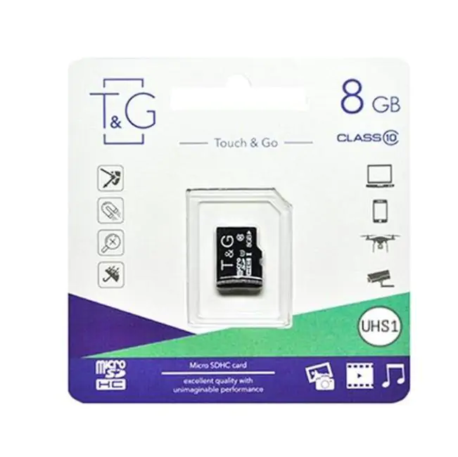Купить оптом Карта памяти microSDHC 8GB class 10 T&G (без адаптера) в Украине 