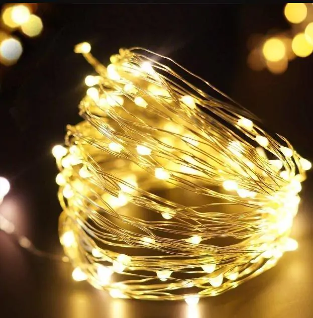 Купить оптом Гирлянда 200 LED 20 метров (капля росы) Теплый белый (на батарейках + USB) в Украине 