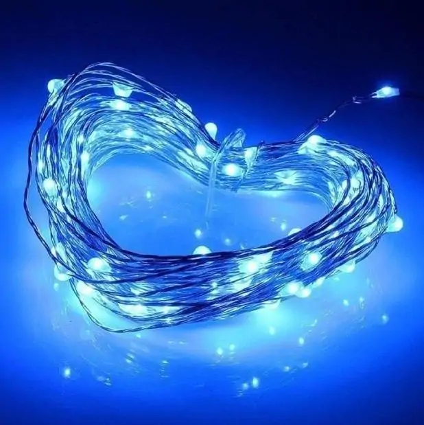 Купить оптом Гирлянда 30 LED 3 метра на медной проволоке (капля росы) Синий (на батарейках с USB) в Украине 