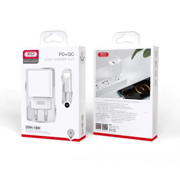 Купити оптом Купити Мережеве зарядне зі шнуром Type-C XO CE02A (PD 20W QC 18W) оптом - ціна 227 грн в Україні 