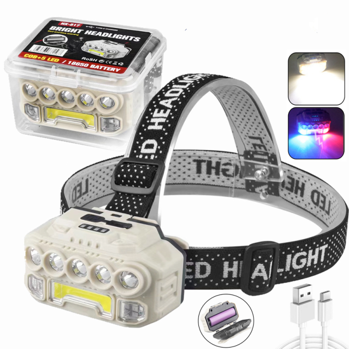 Купити оптом Купити Налобний ліхтар із датчиком руху HX-8175 (5LED+COB) оптом - ціна 176 грн в Україні , зображення 3