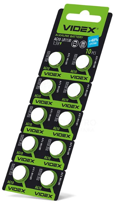 Купить оптом Батарейка для часов Videx AG10/LR1130 10шт/блистер (Цена указана за 10шт)