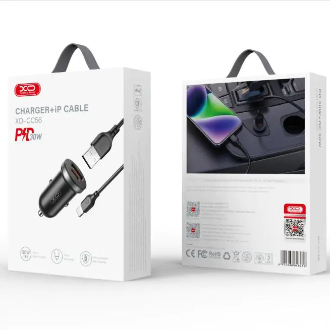 Купить оптом Автомобильное зарядное с кабелем Lighting XO CC56 (PD+QC3.0) в Украине 