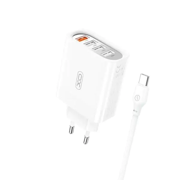 Купити оптом Купити Мережевий зарядний кабель Type-C XO L100 (QC3.0+3USB 2.4A) оптом - ціна 158 грн в Україні 