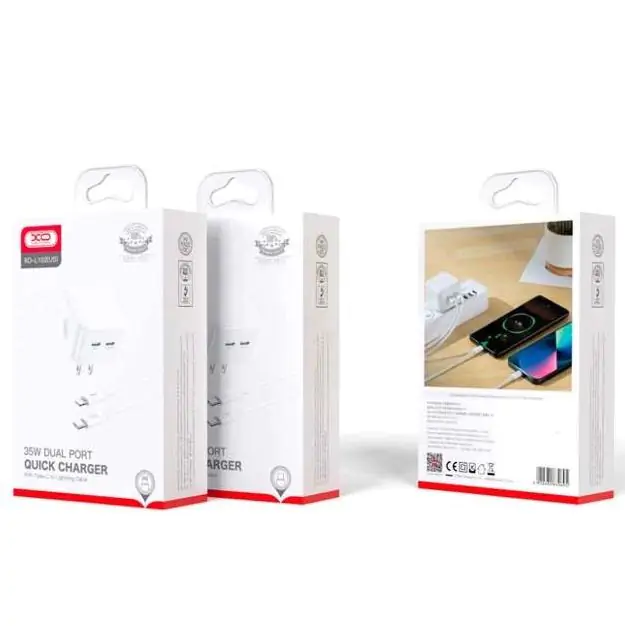 Купити оптом Купити Мережевий зарядний кабель Lightning XO L102 (2Type-C 35W) оптом - ціна 298 грн в Україні 