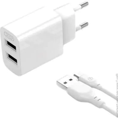 Купити оптом Купити Мережне зарядне з кабелем microUSB XO L109 (2USB 2.4A) оптом - ціна 87 грн в Україні 
