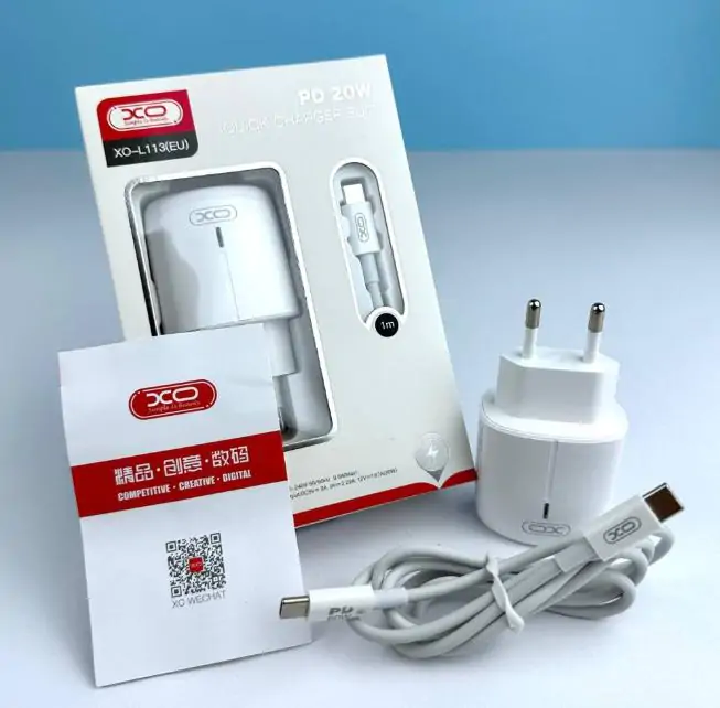 Купить оптом Сетевое зарядное с кабелем Type-C to Type-C XO L113 PD20W в Украине 