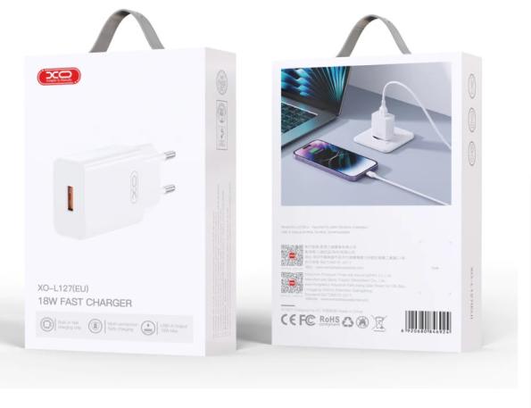 Купить оптом Сетевое зарядное с кабелем Type-C XO L127 (USB-A QC18W) в Украине