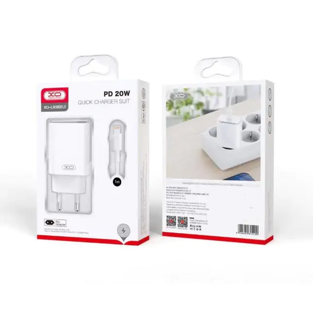 Купити оптом Купити Мережевий зарядний кабель Lightning XO L90B (PD20W) оптом - ціна 169 грн в Україні 
