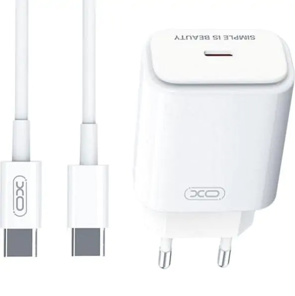 Купить оптом Сетевое зарядное с кабелем Type-C XO L90B (PD20W) в Украине 