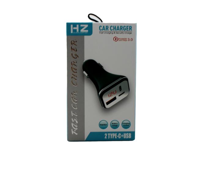 Купить оптом Автомобильное зарядное с кабелем Type-C HZ HC13 (2Type-C 1USB) в Украине