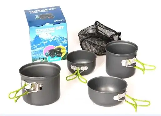 Купить оптом Алюминиевый туритический набор посуды (4 кастрюли) COOKING SET DS-201 в Украине 