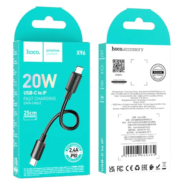 Купити оптом Купити Кабель Type-C to Lightning Hoco X96 0.25M оптом - ціна 38 грн в Україні 