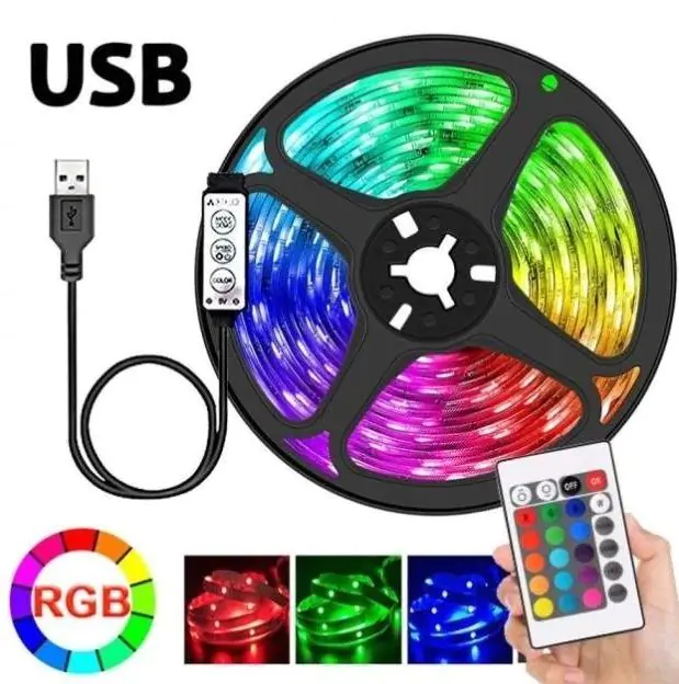 Купити оптом Купити Світлодіодна стрічка 5050 RGB (2 метри) для фонового підсвічування (працює від USB та повербанку) оптом - ціна 110 грн в Україні , зображення 2