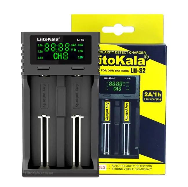 Купить оптом Зарядное на 2 аккумулятора с экраном LiitoKala Lii-S2 в Украине 