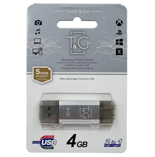 Купить оптом Флешка USB 4GB T&G Type-C 009 Star серебро в Украине 