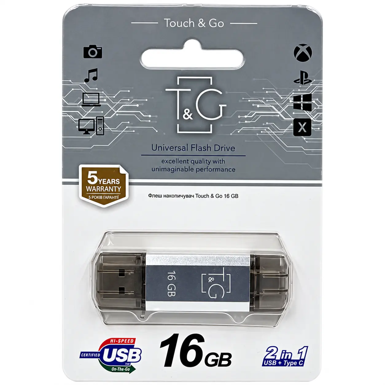 Купить оптом Флешка USB 16GB T&G Type-C 009 Star серебро в Украине , изображение 2