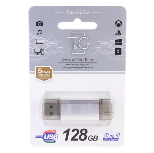 Купити оптом Купити Флешка USB 128GB T&G Type-C 009 Star срібло оптом - ціна 297 грн в Україні 