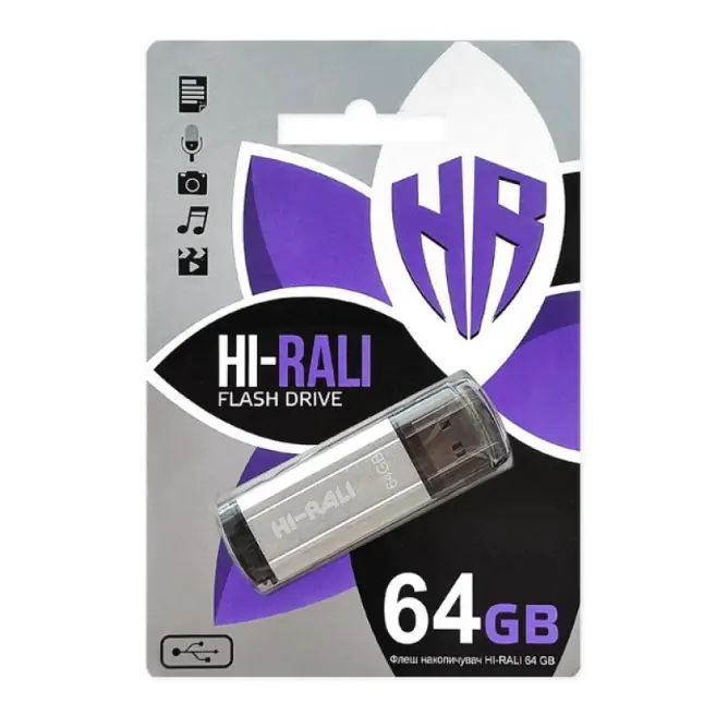 Купить оптом Флешка 64GB Hi-Rali Stark серебро в Украине 