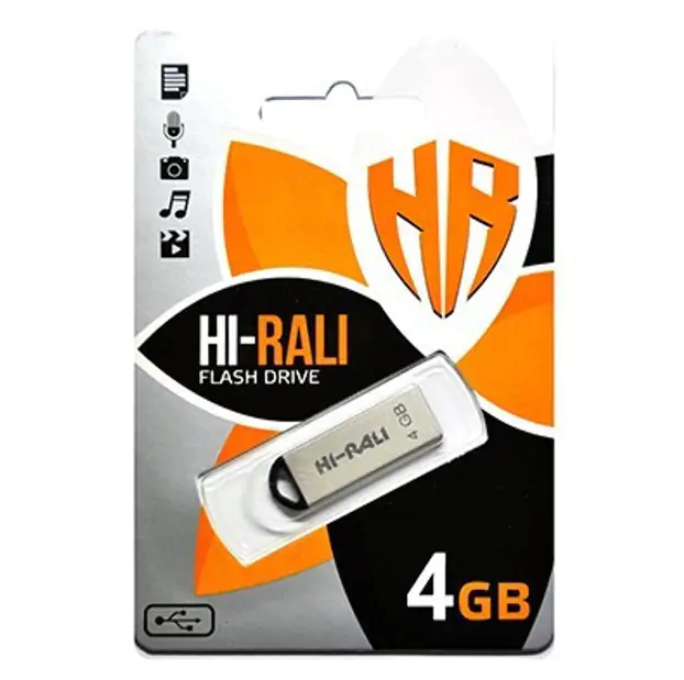 Купити оптом Купити Флешка USB 4GB Hi-Rali Fit метал срібло оптом - ціна 87 грн в Україні 