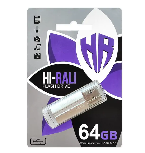 Купить оптом Флешка USB 64GB Hi-Rali Corsair серебро в Украине 