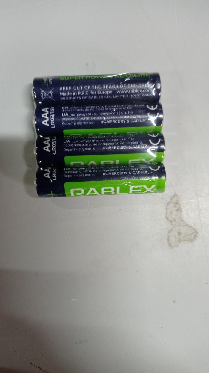 Купити оптом Купити Батарейка щелочная RABLEX SUPER POWER ALKALINE LR03/AAA 4шт/пленка (Цена указана за 4шт) оптом - ціна 25 грн в Україні , зображення 3