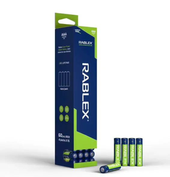 Купить оптом Батарейка щелочная RABLEX SUPER POWER ALKALINE LR03/AAA 4шт/пленка (Цена указана за 4шт) в Украине 