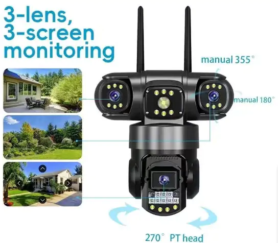 Купить оптом Wifi камера видеонаблюдения 4G V-380 (3 линзы) в Украине 