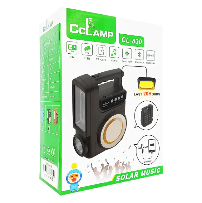 Купить оптом Кемпинговый фонарь с солнечной батареей Bluetooth и радио CL-830 в Украине 