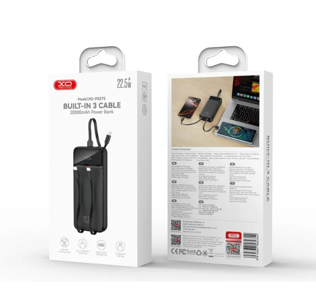 Купить оптом Повербанк 20000mAh 3in1 XO PR275 (PD20W QC22.5W)