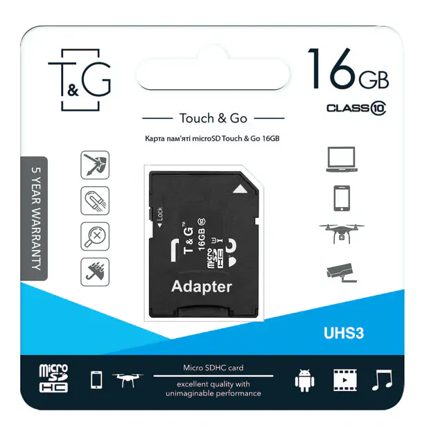 Купить оптом Карта памяти T&G microSDHC (UHS-3) 16GB Сlass 10 (с адаптером) в Украине 