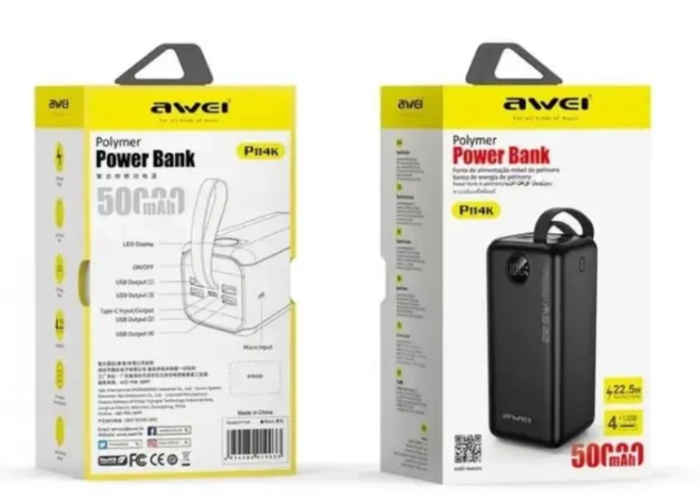 Купити оптом Купити PowerBank 50000 mAh AWEI P114K оптом - ціна 980 грн в Україні 