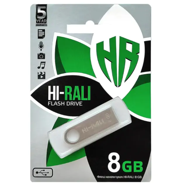 Купить оптом Флешка USB 8GB HI-RALI Shuttle серебро в Украине 