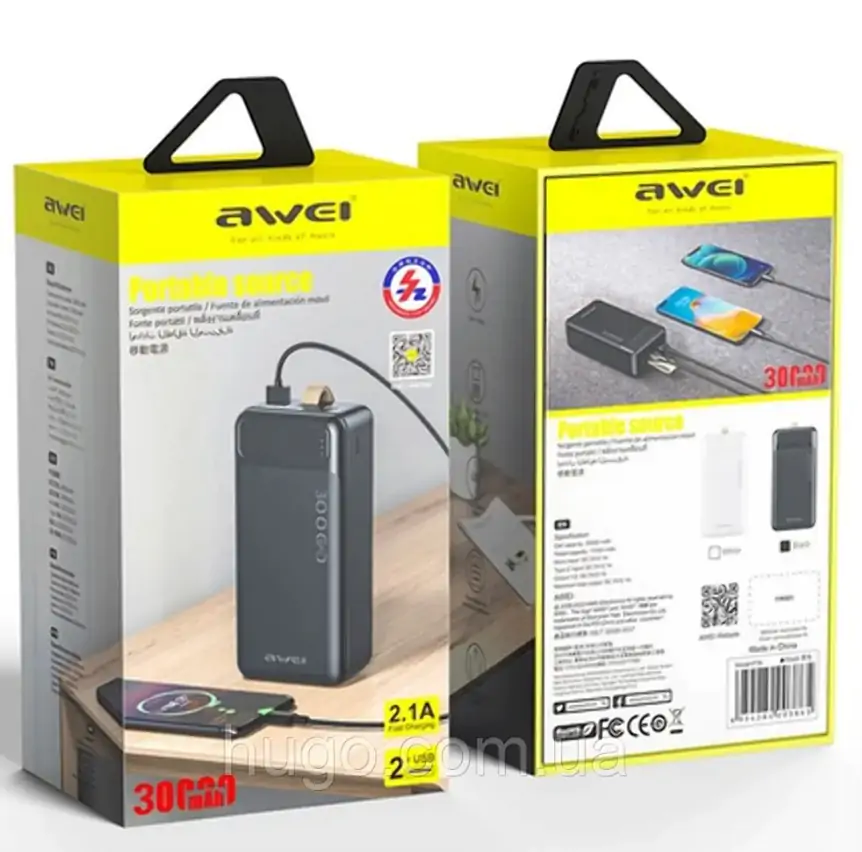 Купить оптом Повербанк 30000mAh AWEI P7K в Украине 