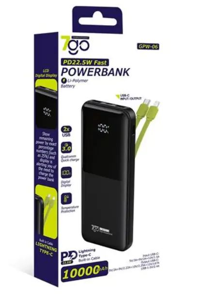 Купить оптом Повербанк 10000mAh 7GO GPW-06 (PD22.5W Fas Type-C + iPhone) в Украине 