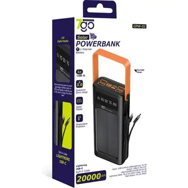 Купить оптом Повербанк 7GO 20000 mAh (PD 22.5W+SOLAR) GPW-02 в Украине 