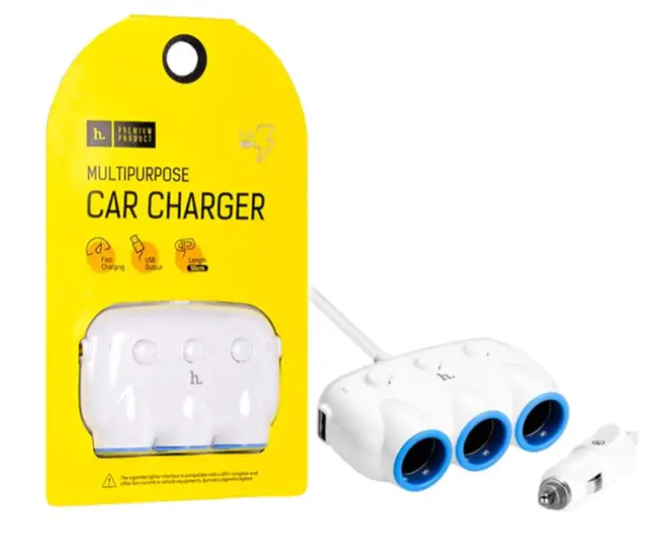 Купити оптом Купити Автомобільне зарядне HOCO C1 (2USB + 3 прикурювача) оптом - ціна 220 грн в Україні 