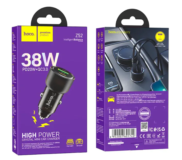 Купити оптом Купити Автомобільне зарядне HOCO Z52 (38W PD20W QC3.0) оптом - ціна 138 грн в Україні 