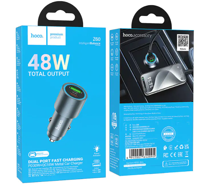 Купити оптом Купити Автомобільне зарядне HOCO Z60 (48W PD30W QC3.0) оптом - ціна 184 грн в Україні 
