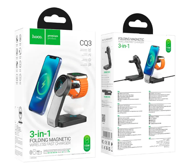 Купити оптом Купити Підставка для телефону з бездротовою зарядкою HOCO CQ3 Noble (3 в 1) оптом - ціна 763 грн в Україні 