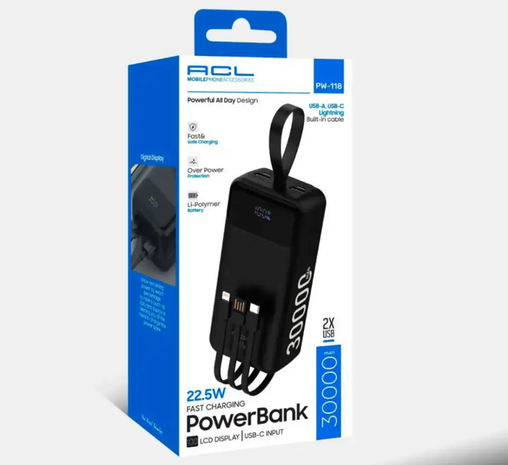 Купити оптом Купити Повербанк ACL 30000 mAh (PD 22.5W) PW-118 оптом - ціна 1055 грн в Україні 