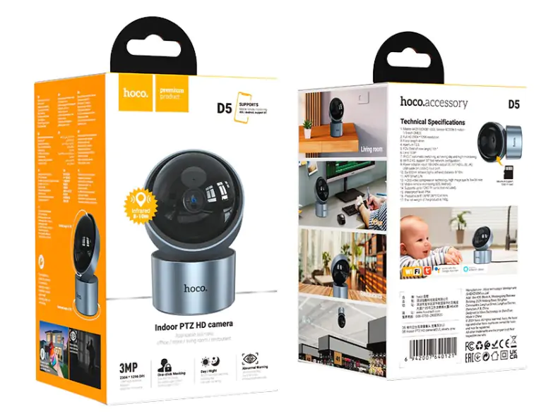 Купити оптом Купити IP-камера відеоспостереження з Wi-Fi та BT HOCO D5 оптом - ціна 1010 грн в Україні 