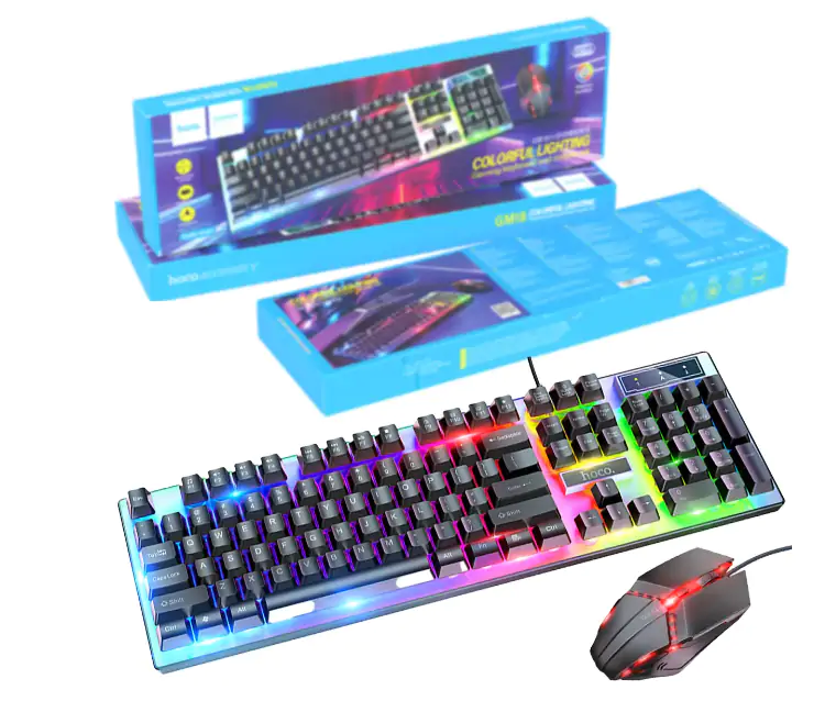 Купити оптом Купити Клавіатура + миша комплект USB RGB для ПК HOCO GM18 оптом - ціна 384 грн в Україні 