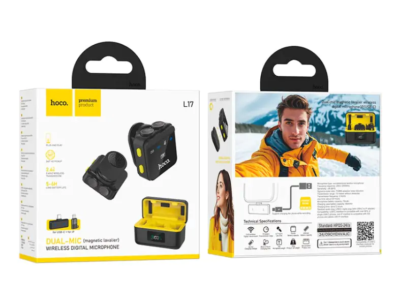 Купити оптом Купити Мікрофон петличка (шнур iP/Type-C) HOCO L17 оптом - ціна 899 грн в Україні 