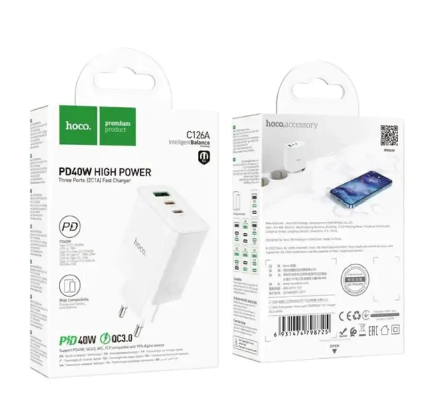 Купити оптом Купити Зарядне мережеве HOCO C126A (40W PD20W QC3.0) оптом - ціна 234 грн в Україні 