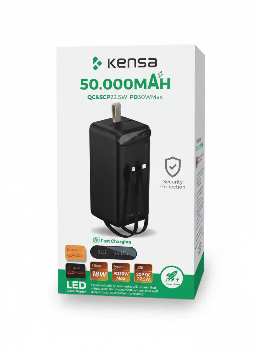 Купить оптом Повербанк KENSA 50000 mAh (PD 30W) в Украине 