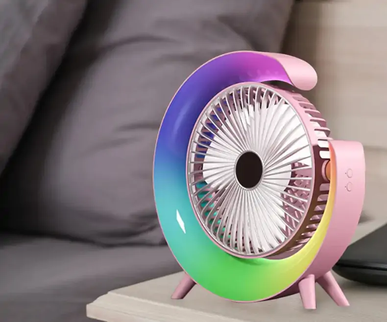 Купити оптом Купити Настільний вентилятор акумуляторний з підсвічуванням та Type-C AT-F16 оптом - ціна 279 грн в Україні 