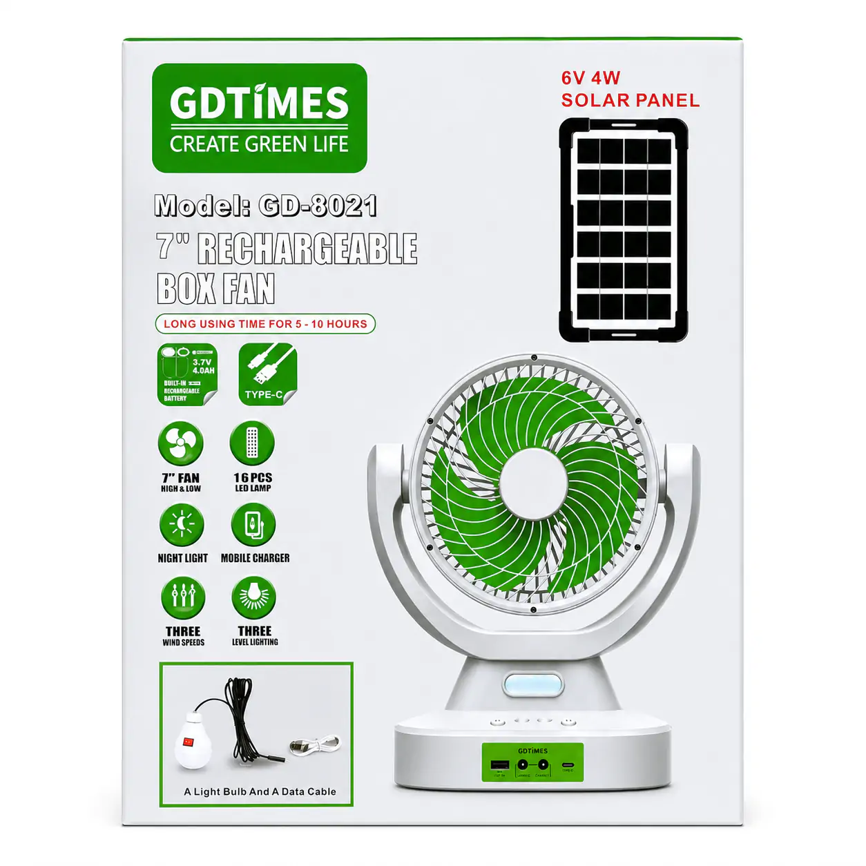 Купити оптом Купити Настільний вентилятор акумуляторний GDTIMES GD-8021 (Solar) оптом - ціна 600 грн в Україні 
